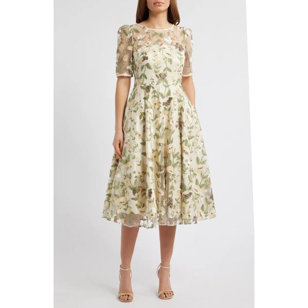 Eliza J Short Dress With Illusion Yoke